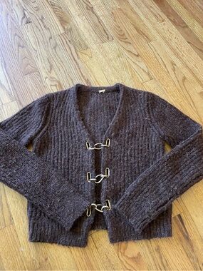 Cult Gaia Chocolate Brown Alpaca Cardigan